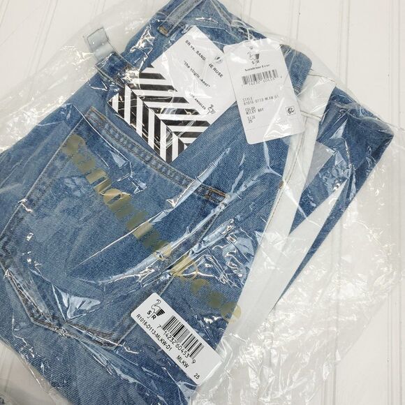 Free People x Sandrine Rose Wide Leg Color Block Retro Jeans in Milky Way - Picture 5 of 14